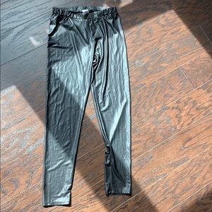 Black pleather leggings